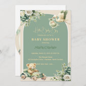 Vintager Rad & Teddy Pride Kinderdusche Einladung (Vorne/Hinten)