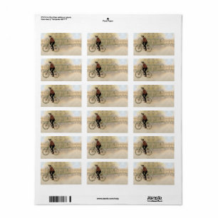 Vintager Radfahrer im Land Adressaufkleber