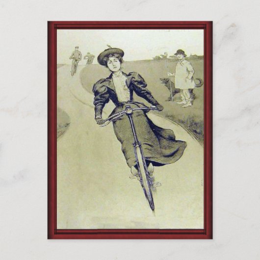 Vintager Radfahrer Postkarte (Vorderseite)