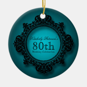 Vintager Rahmen-80. Geburtstags-personalisierte Keramik Ornament
