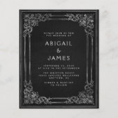 Vintager Rahmen Black Silver Wedding Einladung (Vorderseite)