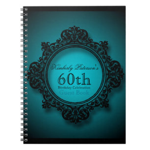 Vintager Rahmen Blau-im 60. Geburtstags-Gast-Buch Notizblock