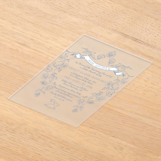 Vintager Rahmen Chinoiserie Babydusche Acryleinladungen (Ablage )