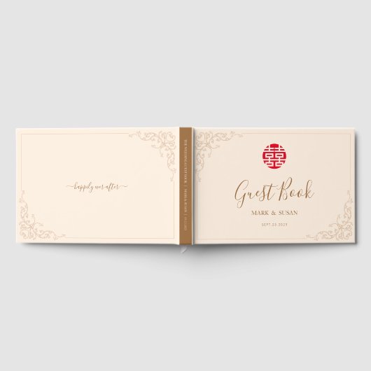 Vintager Rahmen Doppelglückssehen Gästebuch (Voll)