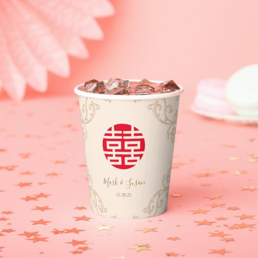 Vintager Rahmen Doppelglückssehen Pappbecher (Insitu)