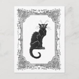 Vintager Rahmen für Schwarze Katze Halloween Postk Postkarte