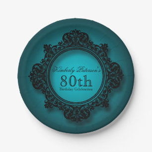 Vintager Rahmen im Blau - 80. Pappteller