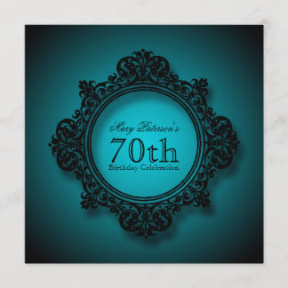 Vintager Rahmen in Blau - 70. Geburtstagsfeier Einladung
