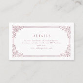 Vintager Rahmen in Rosa - Details zur Hochzeit Platzkarte (Vorderseite)
