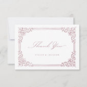Vintager Rahmen in rosa, rosa, elegant Dankeskarte (Vorderseite)