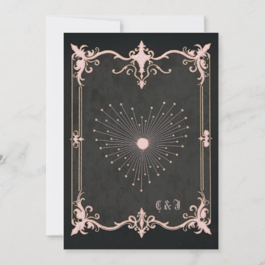 Vintager Rahmen mit aufwändigen Blumendesigns Einladung (Rückseite)