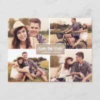 Vintager Rahmen mit vier Fotos Save the Date Postk