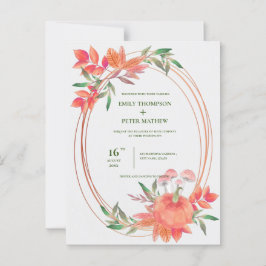 Vintager Rahmen Pumpkin Herbst Blätter Hochzeit im Postkarte