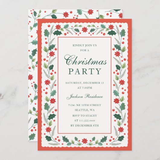 Vintager Rahmen Rot Feiertagskarte (Vorne/Hinten)