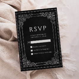 Vintager Rahmen Schwarz-Silber-Hochzeit RSVP