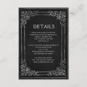 Vintager Rahmen Schwarz-Silber-Hochzeitsdetails Begleitkarte (Vorderseite)