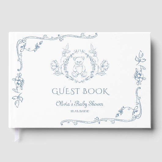 Vintager Rahmen Teddy Bär Babydusche Gästebuch (Vorderseite)