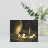 Vintager Raketenstart Postkarte (Stehend Vorderseite)