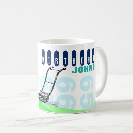 Vintager Rasenmäher 70. Geburtstag Tasse (VorderseiteRechts)