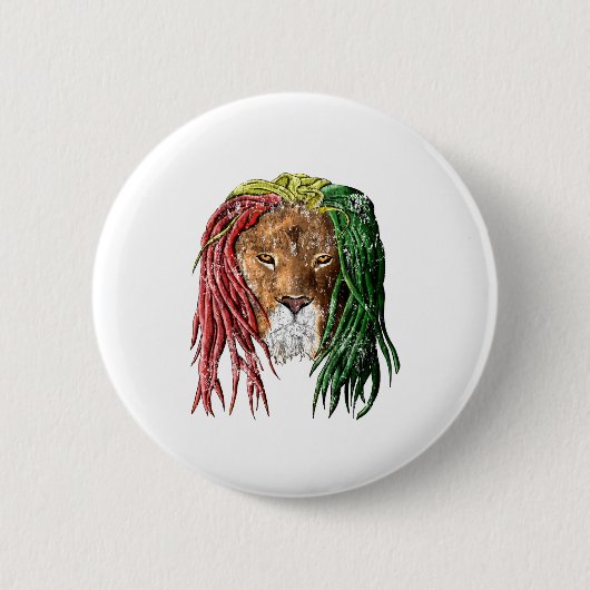 Vintager Rasta Reggae-Löwe Button (Vorderseite)