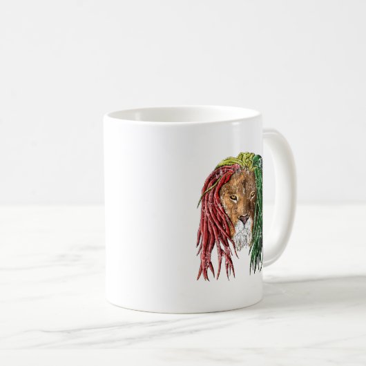 Vintager Rasta Reggae-Löwe Kaffeetasse (VorderseiteRechts)