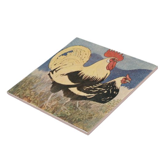 Vintager Raster und Henne Fliese (Seite)