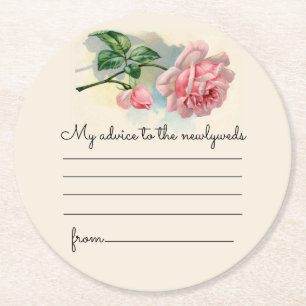 Vintager Ratschlag für Rosenhochzeiten Runder Pappuntersetzer