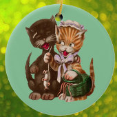 Vintager Ratten-Körbchen Keramikornament