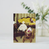 Vintager Raum mit Puppen und Korbsessel Postkarte (Stehend Vorderseite)