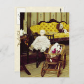 Vintager Raum mit Puppen und Korbsessel Postkarte (Vorne/Hinten)