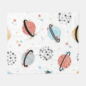 Vintager Raum Nahtloses Muster mit Doodle Saturn Fleecedecke (Vorderseite (Horizontal))