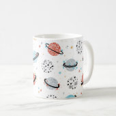 Vintager Raum Nahtloses Muster mit Doodle Saturn  Kaffeetasse (VorderseiteRechts)