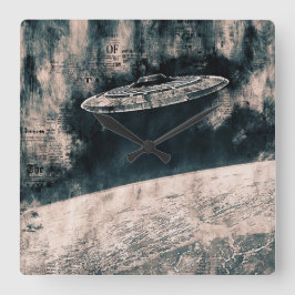 Vintager Raum Quadratische Wanduhr