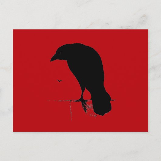 Vintager Raven auf blutroter Vorlage Postkarte (Vorderseite)