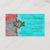 VINTAGER Real Anwesen Agent Antiquitätensperre Visitenkarte (Rückseite)