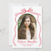 Vintager Red Bow Arch Foto Abschluss Ankündigung (Vorderseite)