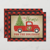 Vintager Red Christmas Truck Buffalo Karierte Bewe Postkarte (Vorne/Hinten)