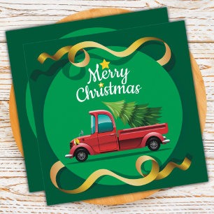 Vintager Red Christmas Truck Feiertagskarte