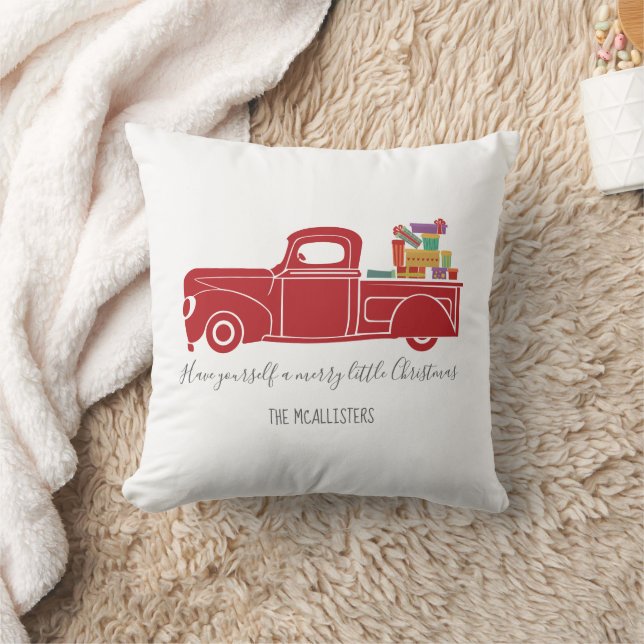 Vintager Red Christmas Truck Kissen (Decke)