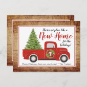 Vintager Red Christmas Truck Neue Adressbewegung Postkarte (Vorne/Hinten)