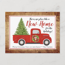 Vintager Red Christmas Truck Neue Adressbewegung Postkarte