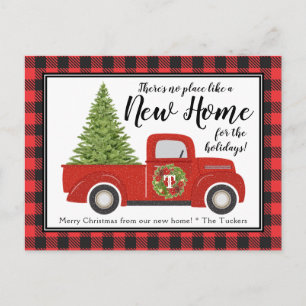 Vintager Red Christmas Truck Neue Adressbewegung Postkarte