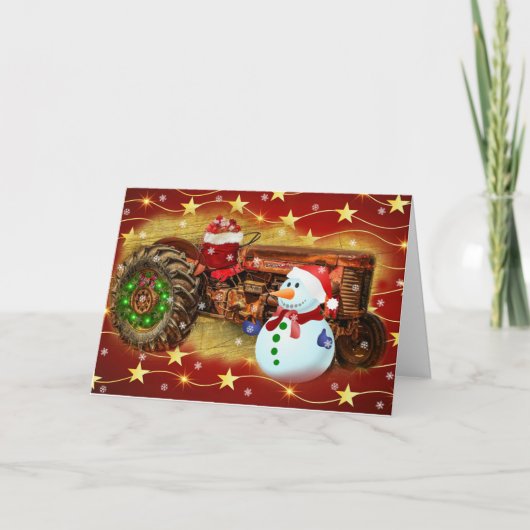 Vintager Red Farm Traktor Weihnachten (Vorderseite)