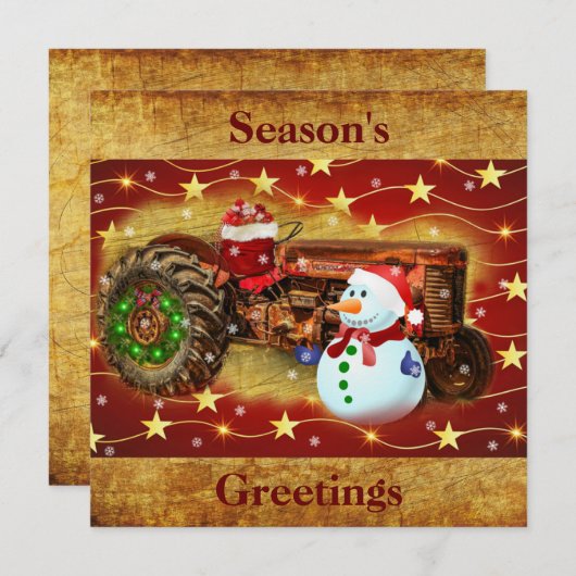 Vintager Red Farm Traktor Weihnachten (Vorne/Hinten)