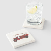 Vintager Red Fire Truck, Steinuntersetzer (Seitenansicht)