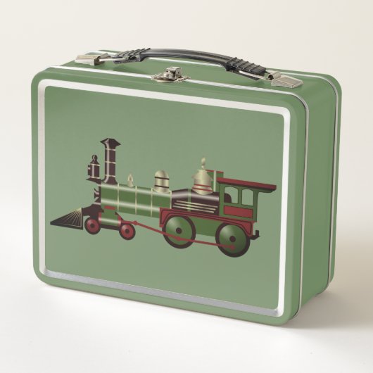 Vintager Red & Green Steam Train Metall Brotdose (Vorderseite)
