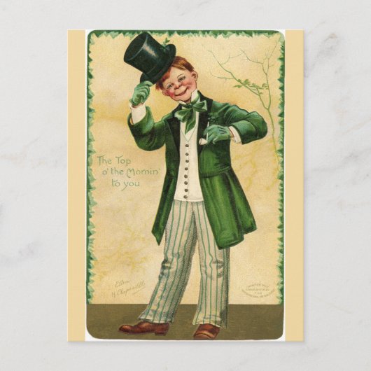 Vintager Red Hair Irman mit Top Hat Postkarte (Vorderseite)