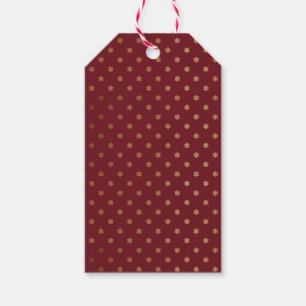 Vintager Red Holiday Gold Snowflakes Geschenkanhänger