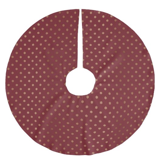 Vintager Red Holiday Gold Snowflakes Polyester Weihnachtsbaumdecke (Vorderseite)