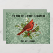 Vintager Red Kardinal Bird Frohe Weihnachten (Vorne/Hinten)